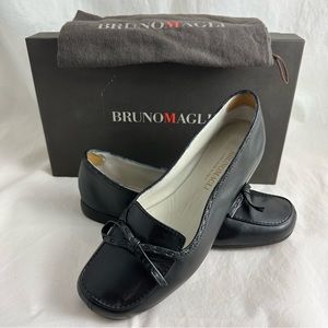 Bruno Magli black calf leather loafers
